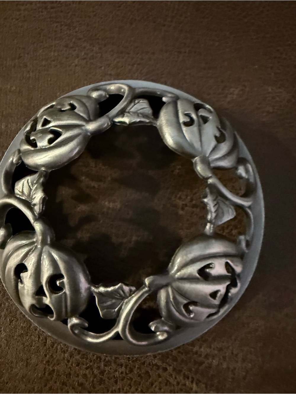 Yankee Candle Halloween Pumkin Faces Pewter Metal Lid Topper 3.25" Diameter
